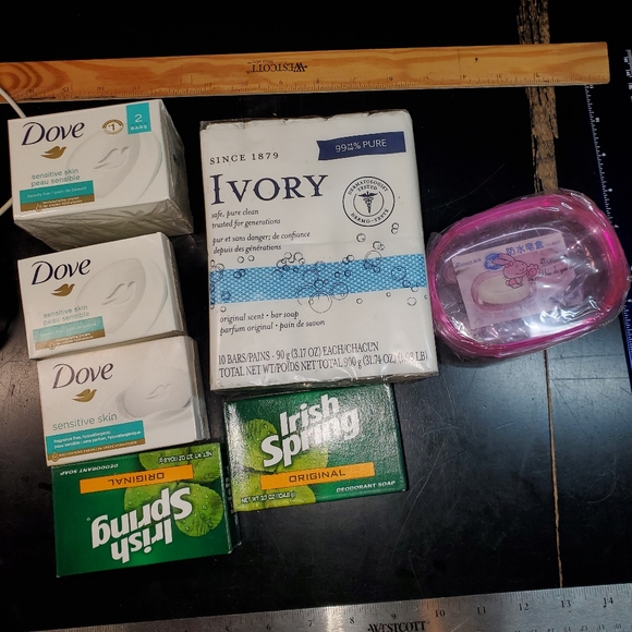 16 bars unopened soap, 10  IVORY, 4  Dove, 2  Irish Spring+ 1 new soap box - Picture 5 of 8